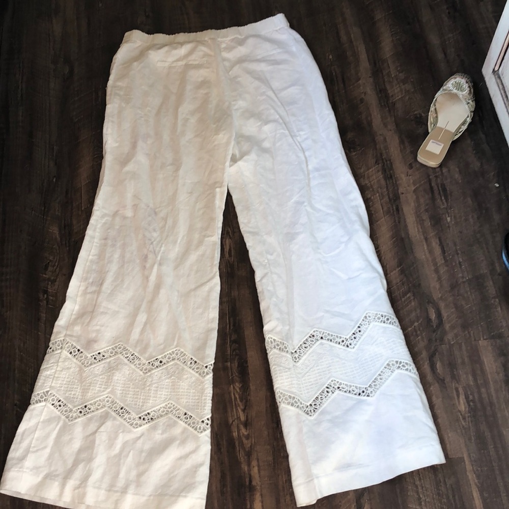 Anthropologie Linen Cotton Crochet Cut Out Flare - Picture 8 of 8